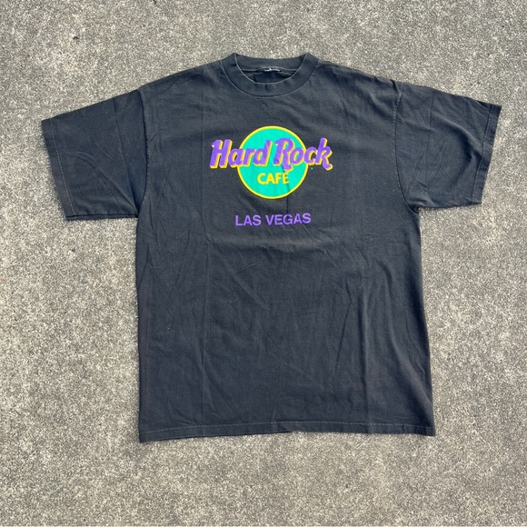 Hard Rock Cafe Tops - Vintage Black Hard Rock Cafe T-shirt Las Vegas Purple And Green Size Large/xl